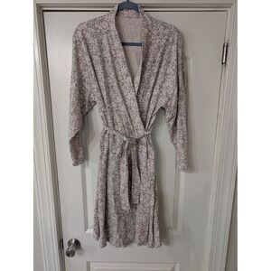 J. Jill Sleep Cloud Soft Cotton Long Belted Robe Floral Womens Large